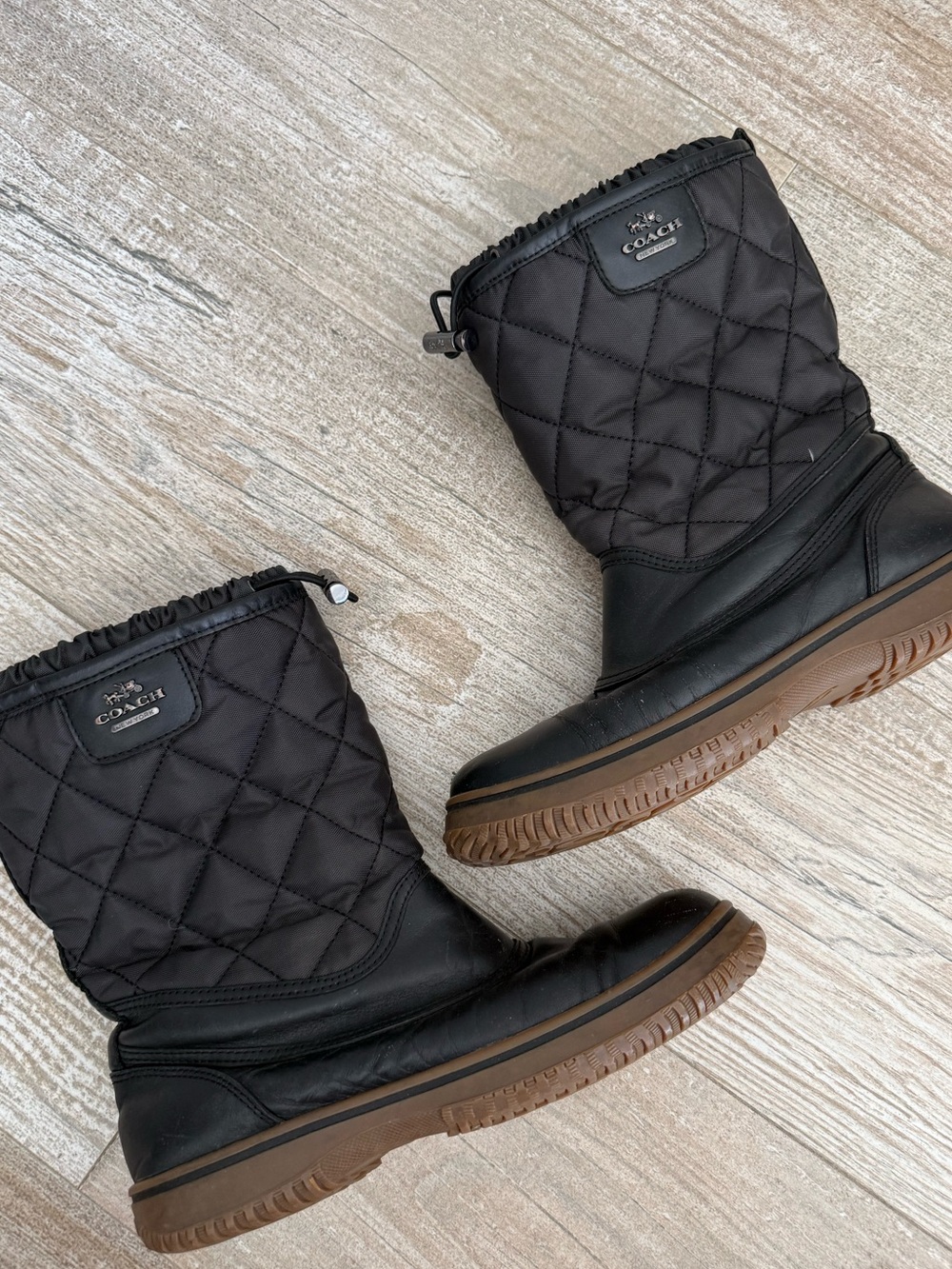 Coach Black Quilted fleece lined Winter Boots